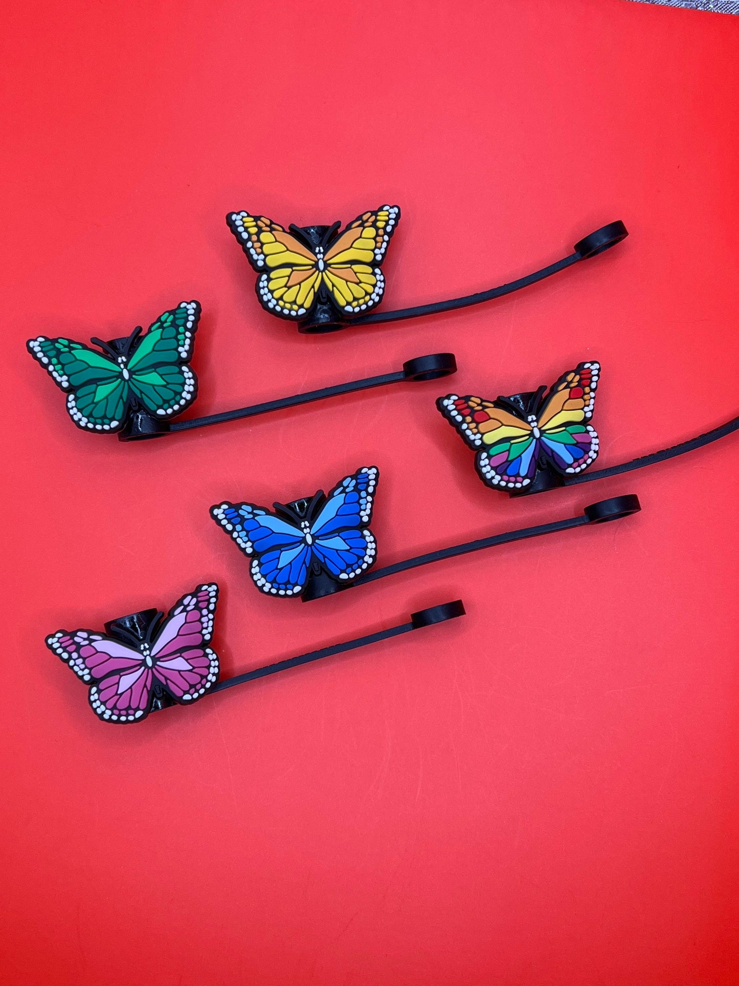 Straw Tip Cover-Reusable Drinking Straw Tips (Butterfly)
