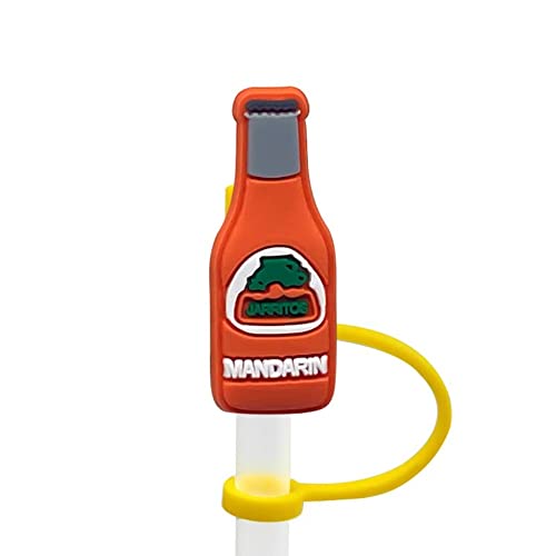 STAW TIP CAPS -Silicone - Straw Tips Cover Reusable Drinking Tips- (MANDARIN), 2.3 CM