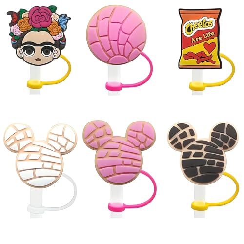 6pcs Cute Straw Covers,Straw Tip Covers for Stanley Cups Accessories,Reusable Silicone Straw Tip,Anti-dust Soft Straw Toppers Drinking Straw Tips Lids for 7-8 mm