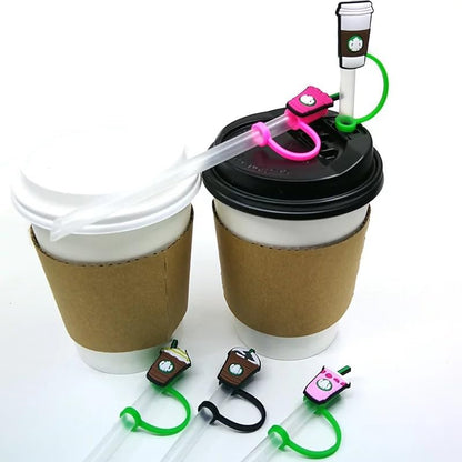 Straw Tip Cover-Reusable Drinking Straw Tips (COFFEE CUPS) SET