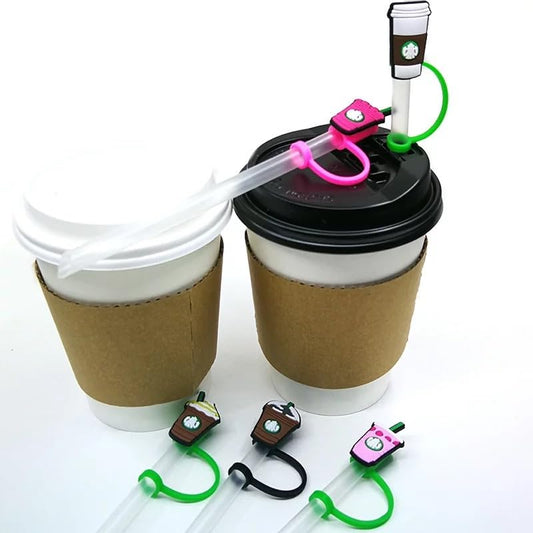 Straw Tip Cover-Reusable Drinking Straw Tips (COFFEE CUPS) SET